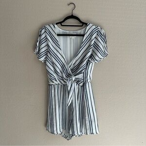 Everly Striped Tie Front Romper